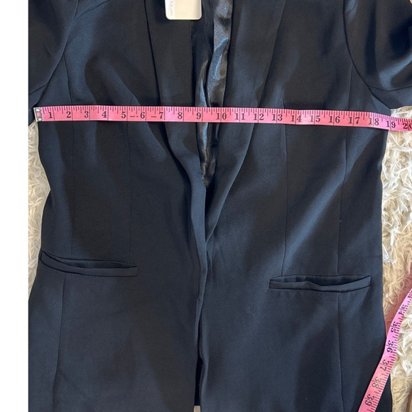 Zenana Women's Size M Black Open Front Classic Sleek Blazer Jacket #0321 - Picture 12 of 13